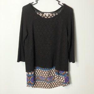 Moa Moa split back top blouse black